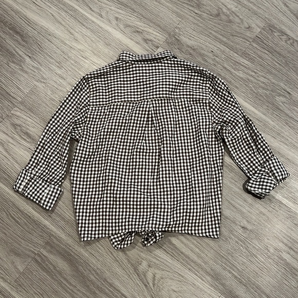 Madewell brown and white checkered front tie shirt - Picture 4 of 4